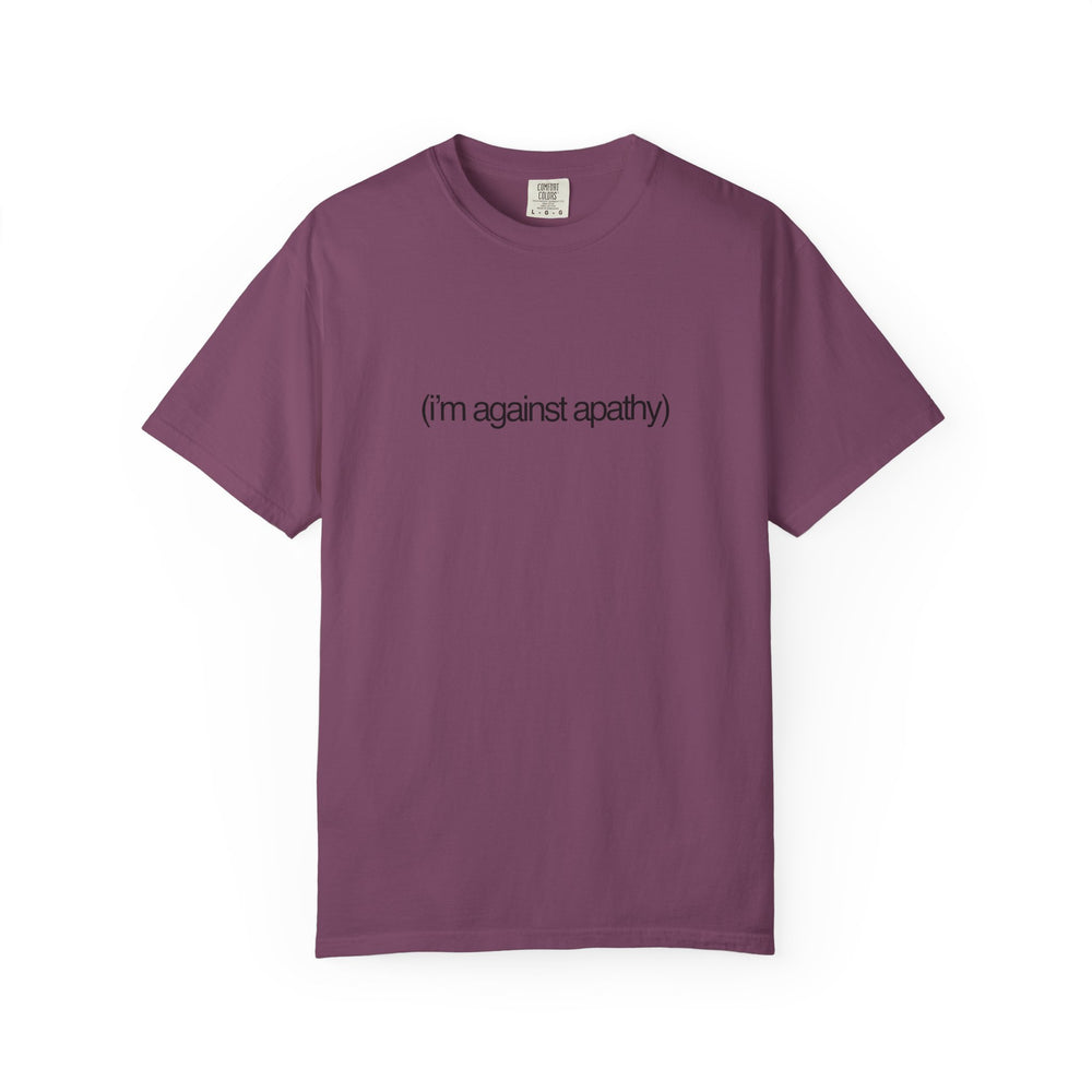 Against Apathy Tee in Berry