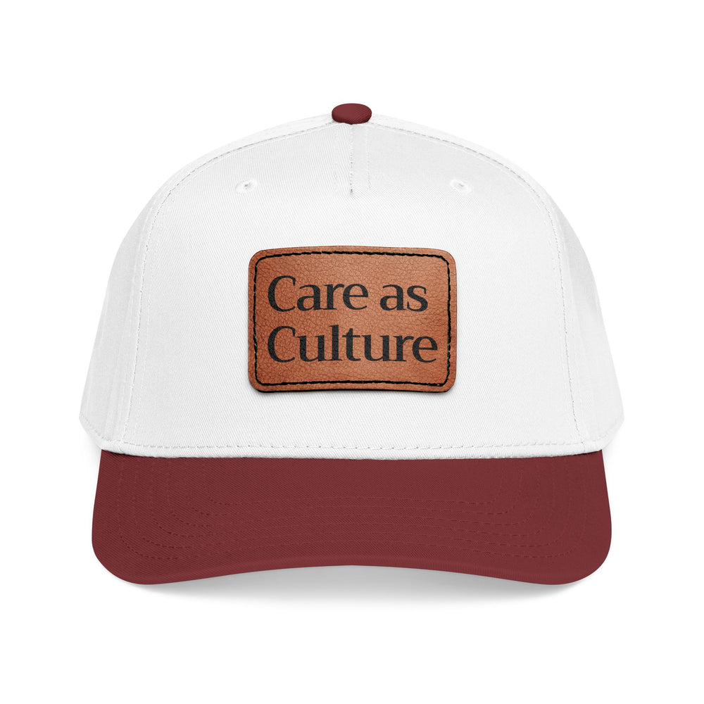Care as Culture Cap White/Maroon/Leather