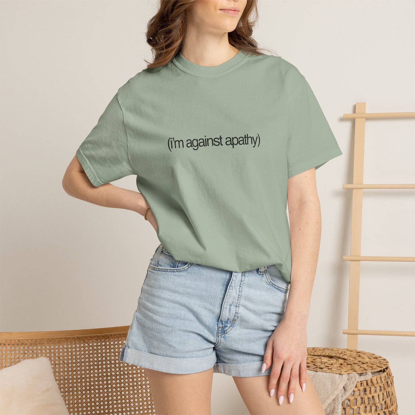 Against Apathy Tee in Sage
