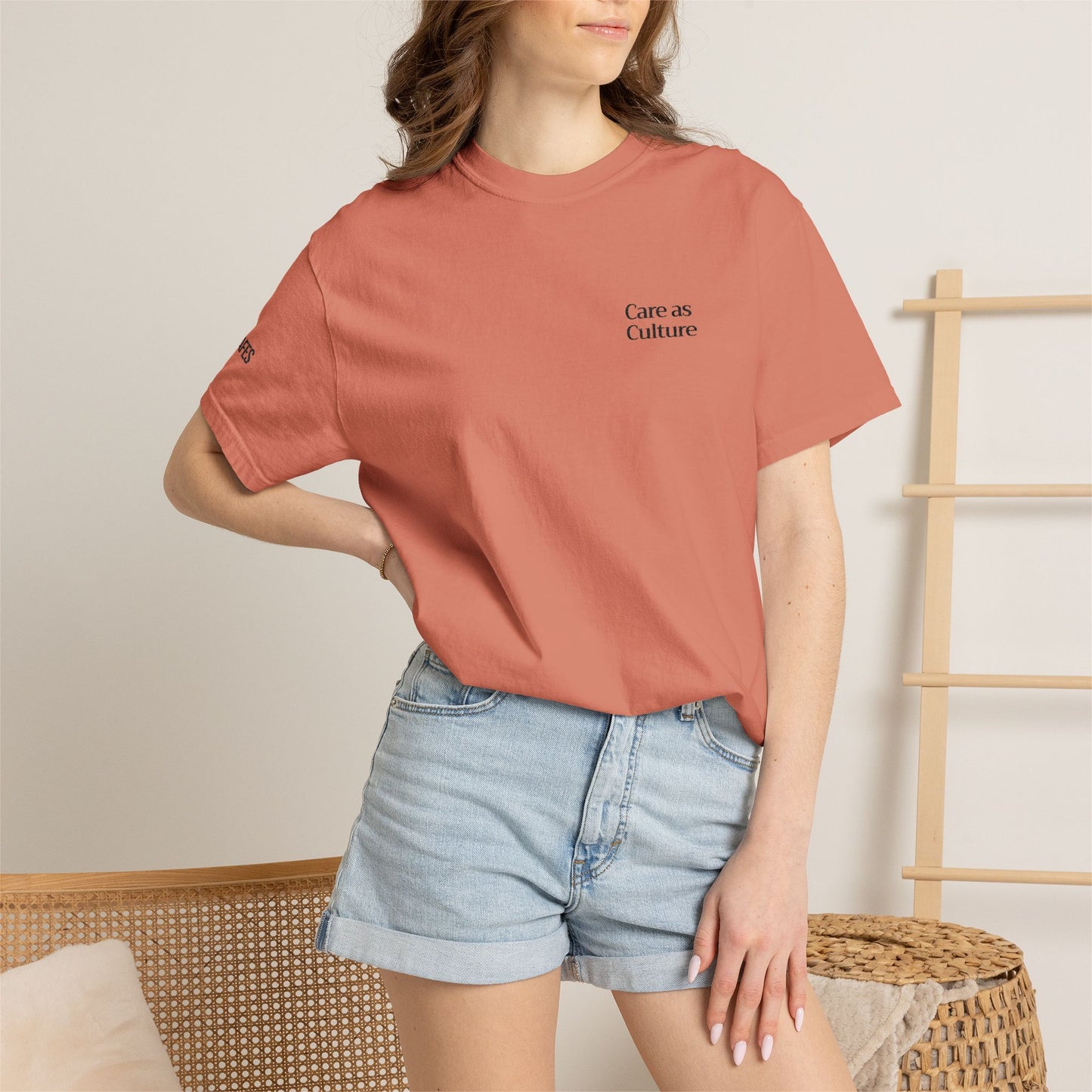 Care as Culture Embroidered Tee in Terracotta