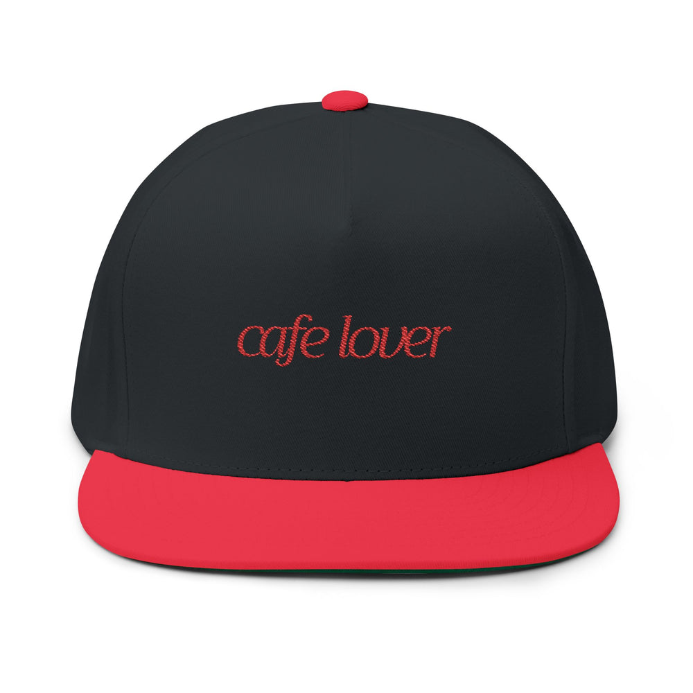 Cafe Lover Embroidered Flat Bill Cap Rhinestone Snapback in Demon Era