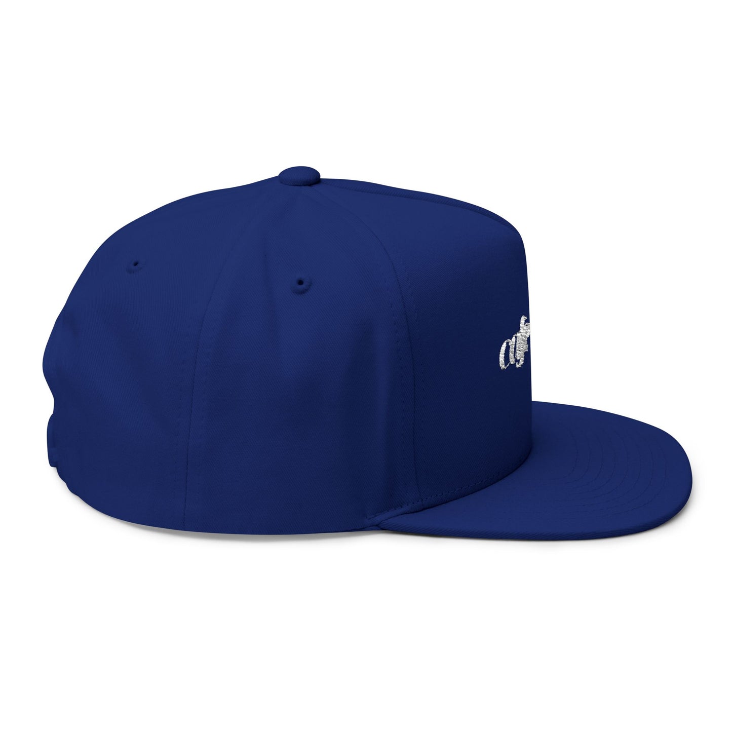 Cafe Lover Embroidered Flat Bill Cap Rhinestone Snapback in Royalty