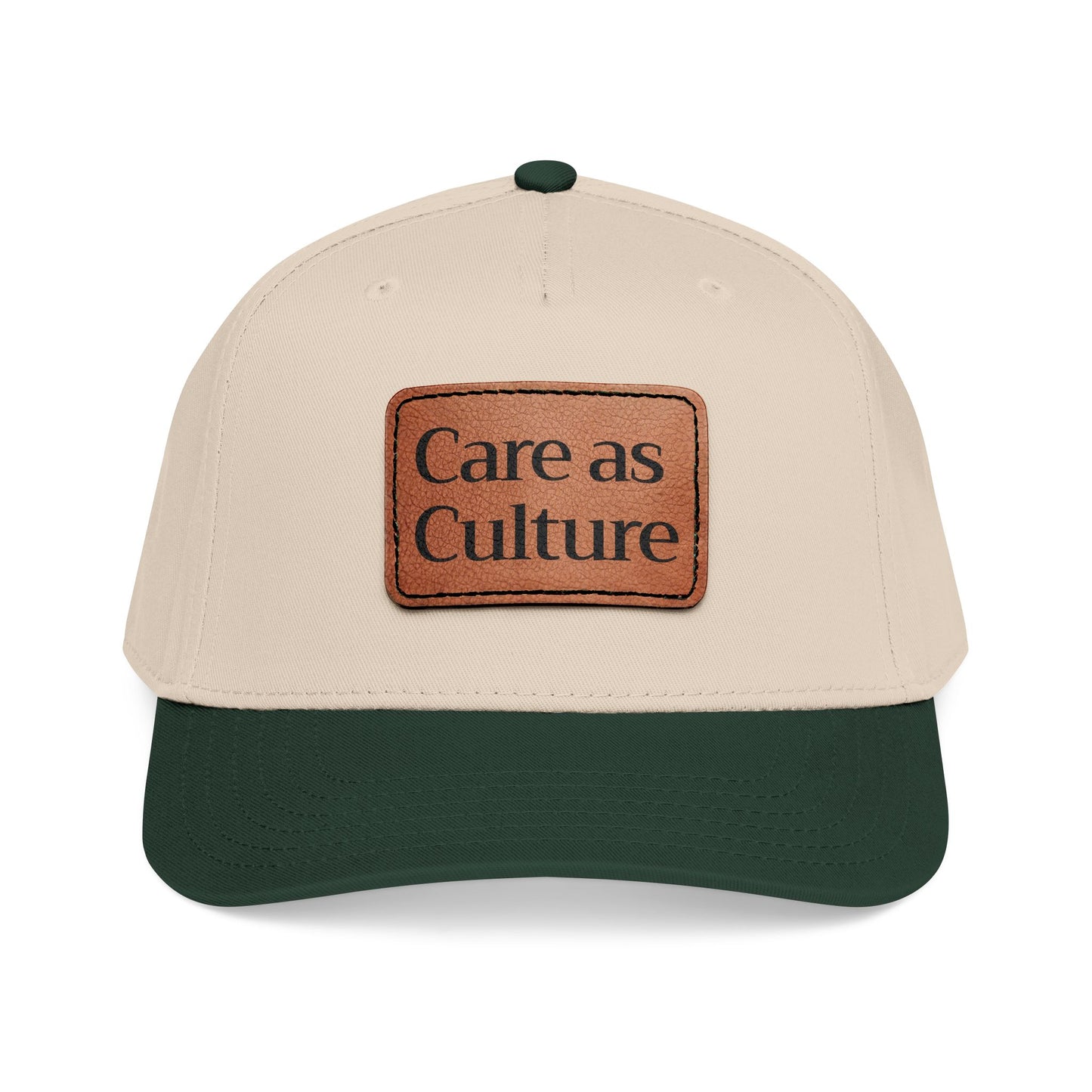 Care as Culture Cap Green/Beige/Leather