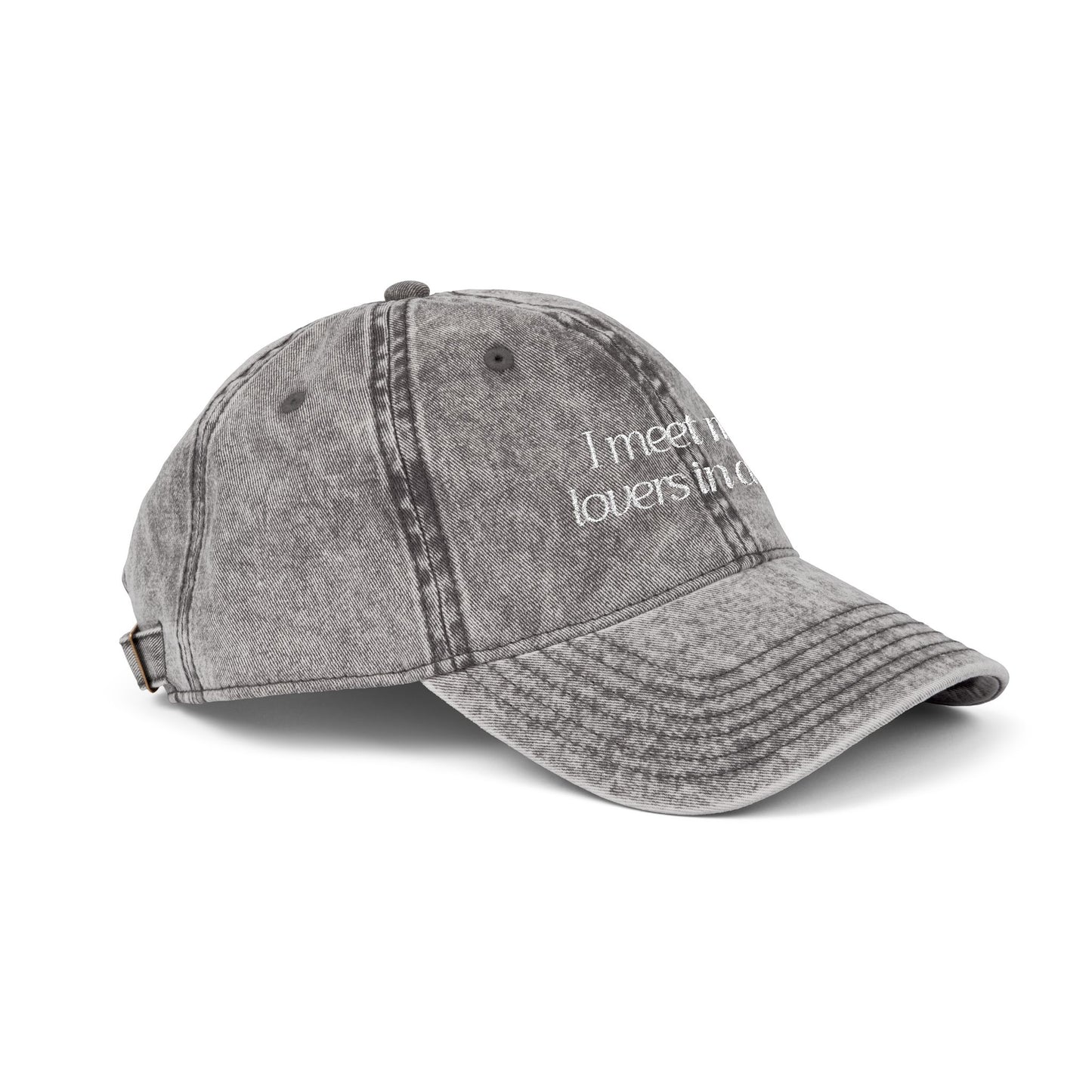 Cafe Lovers Embroidered Vintage Cap Charcoal/White