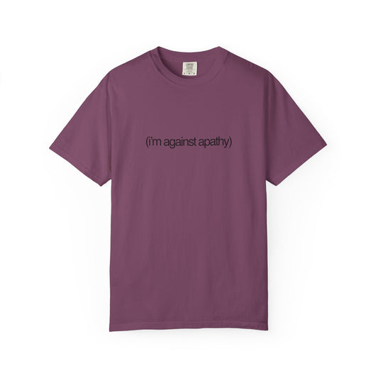 Against Apathy Tee in Berry