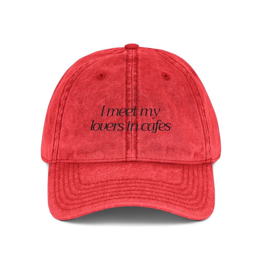 Cafe Lovers Embroidered Vintage Cap Red/Black