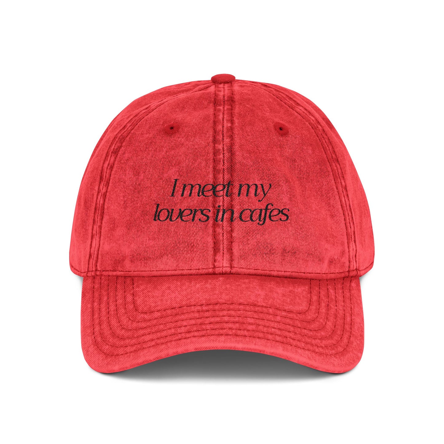Cafe Lovers Embroidered Vintage Cap Red/Black