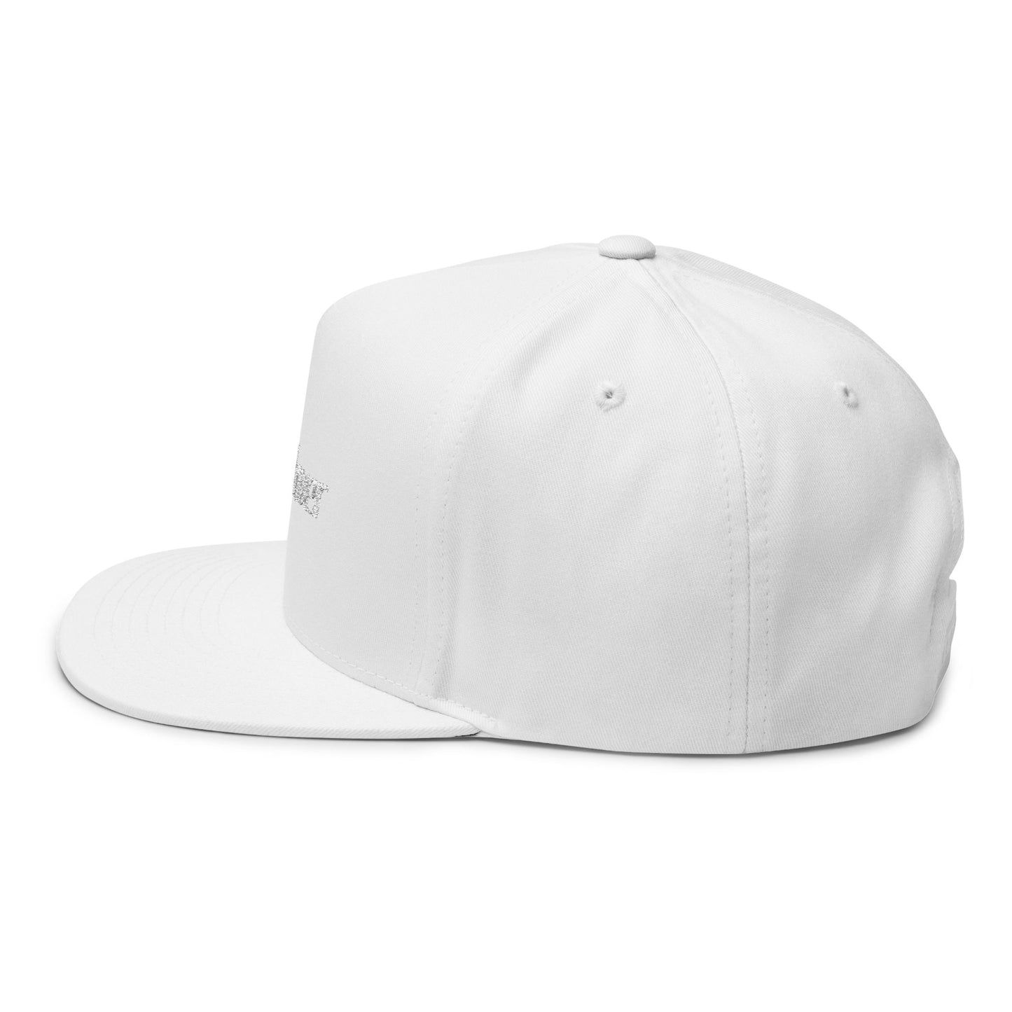 Cafe Lover Embroidered Flat Bill Cap Rhinestone Snapback in Silver Lining