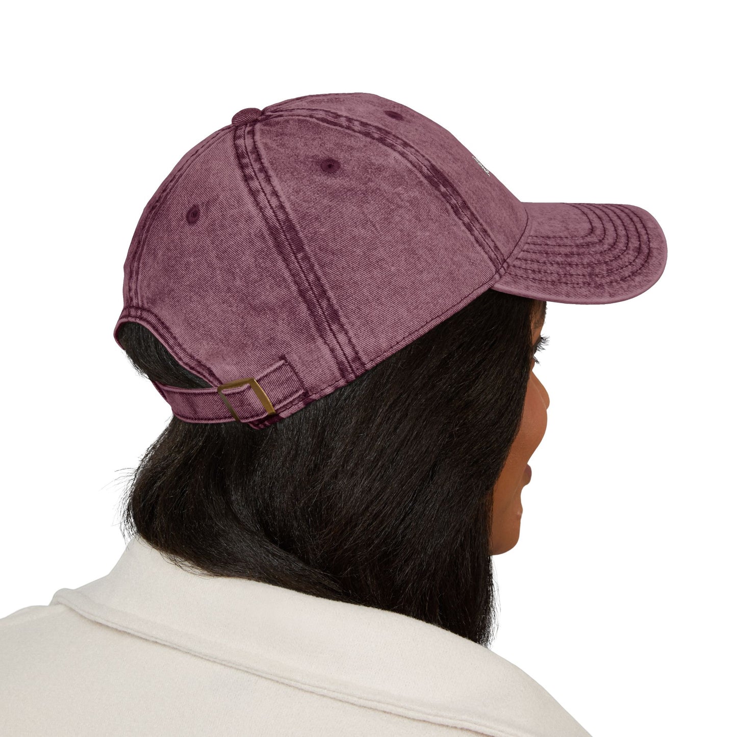 Cafe Lovers Embroidered Vintage Cap Maroon/White