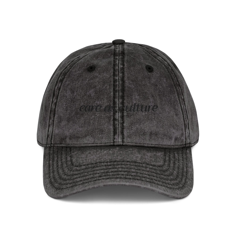 Care as Culture Embroidered Vintage Cap Black on Black