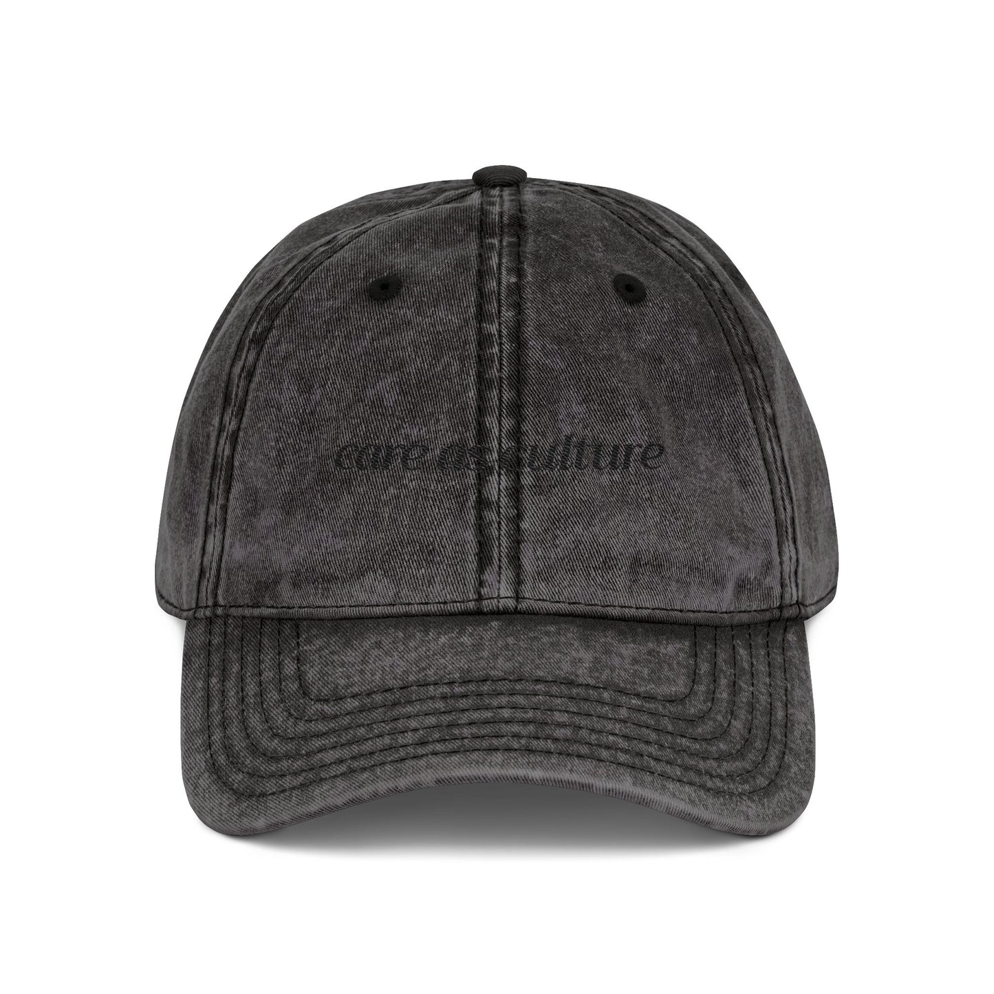 Care as Culture Embroidered Vintage Cap Black on Black