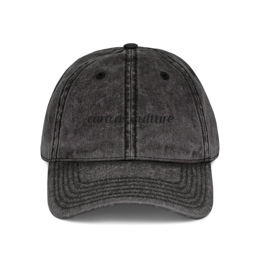 Care as Culture Embroidered Vintage Cap Black on Black