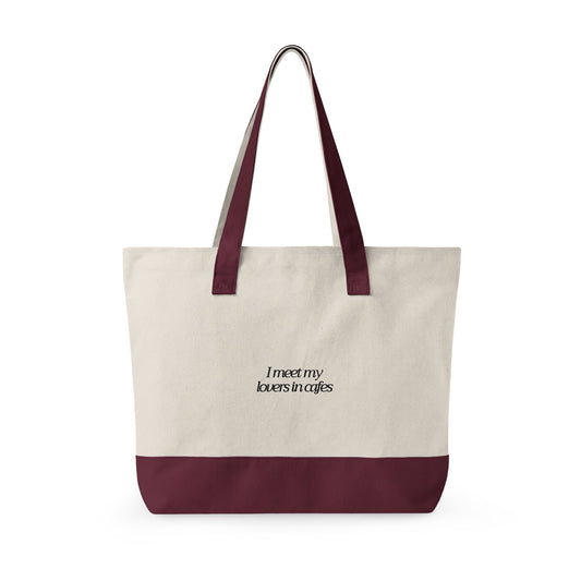 Cafe Lover Embroidered Canvas Tote