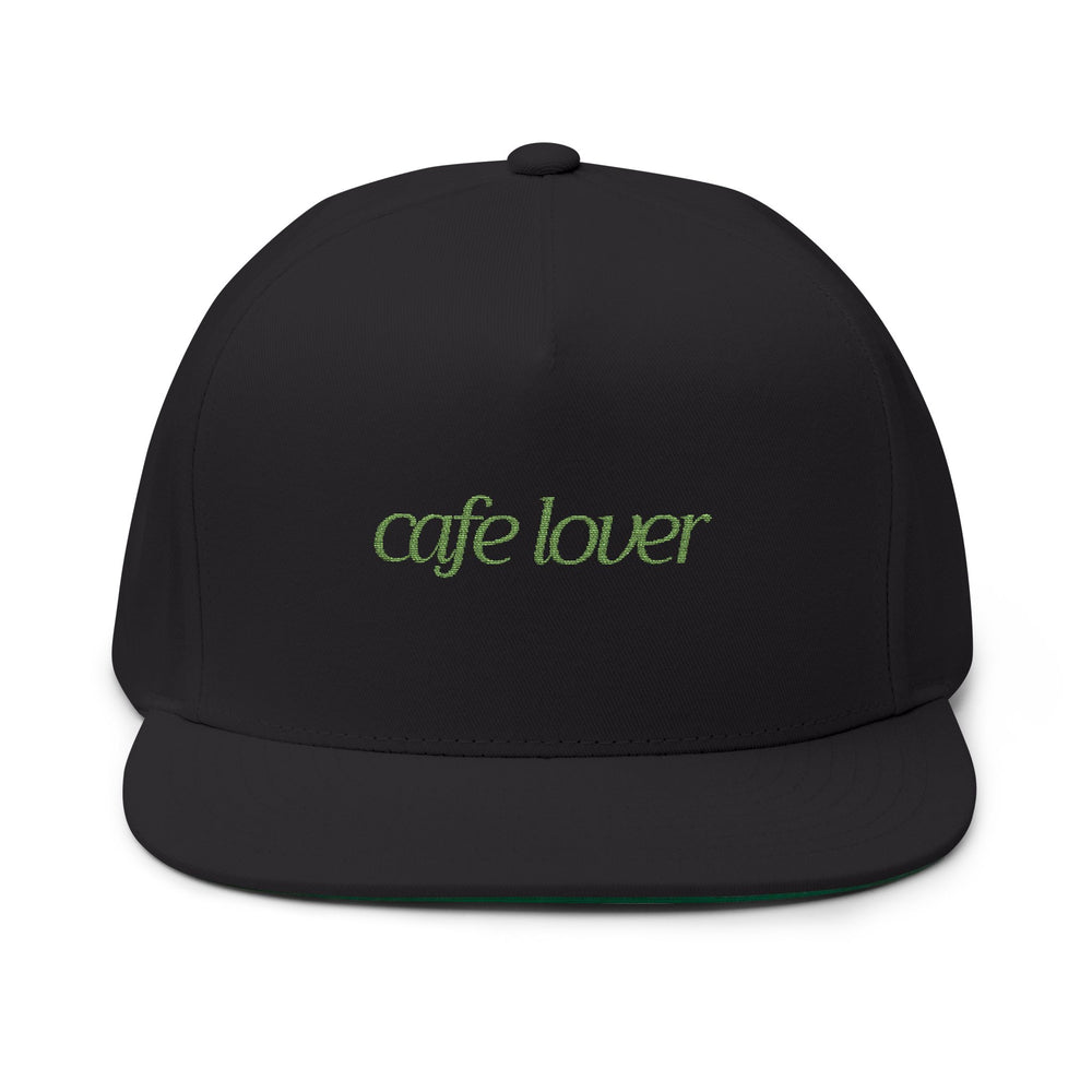 Cafe Lover Embroidered Flat Bill Cap Rhinestone Snapback in Mutual Aid