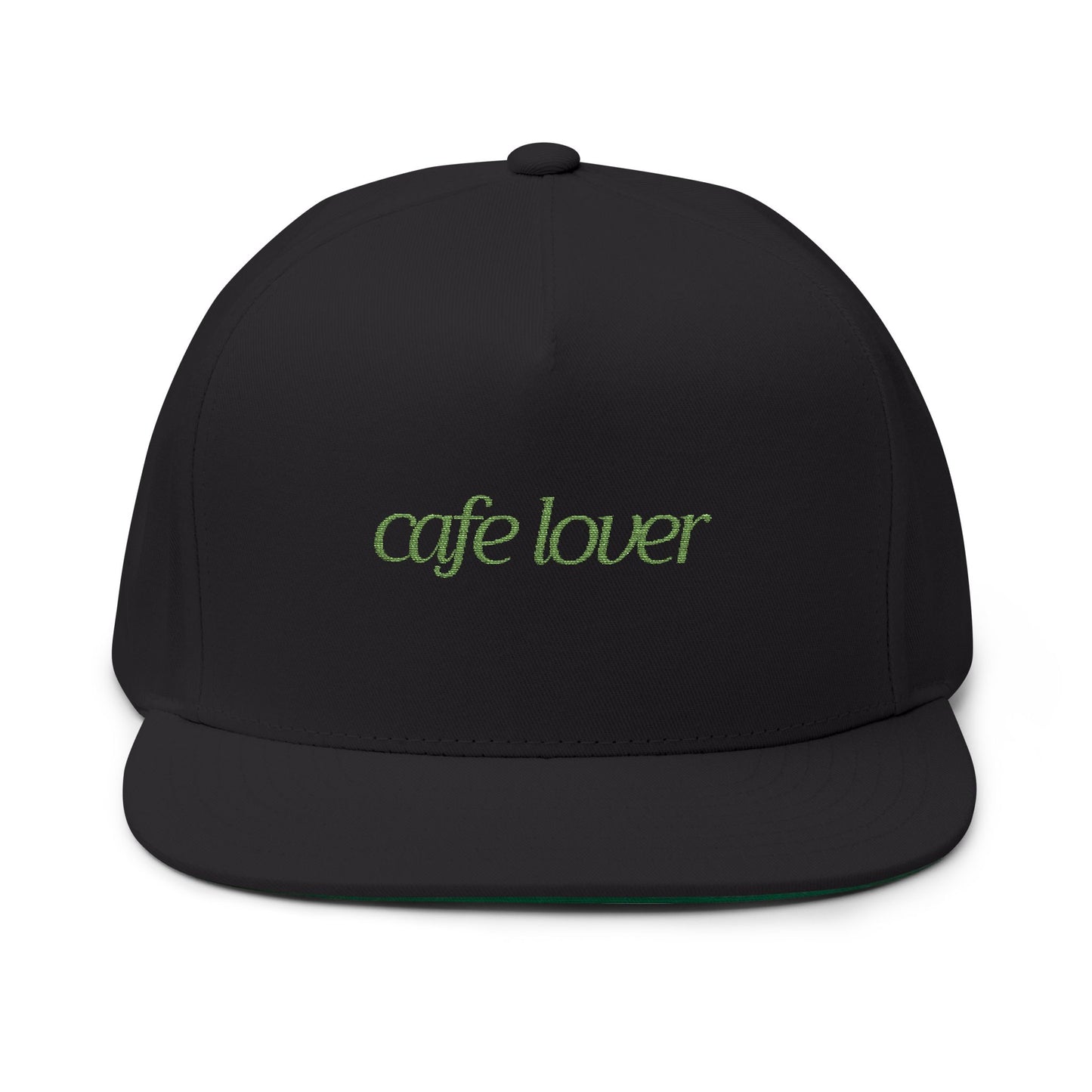 Cafe Lover Embroidered Flat Bill Cap Rhinestone Snapback in Mutual Aid