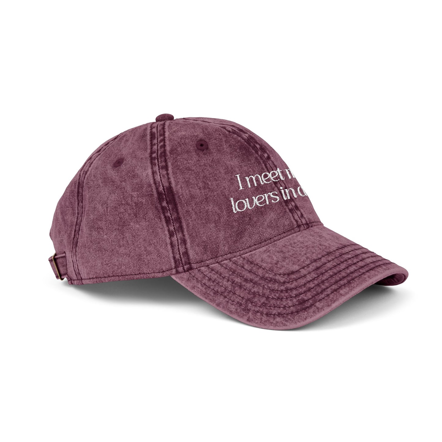 Cafe Lovers Embroidered Vintage Cap Maroon/White