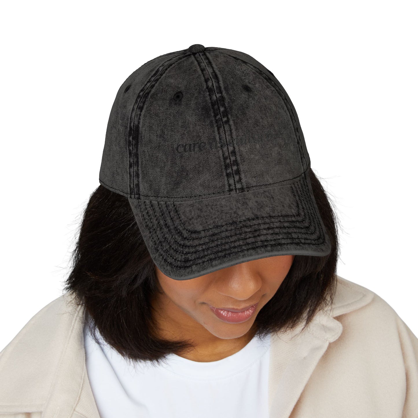 Care as Culture Embroidered Vintage Cap Black on Black