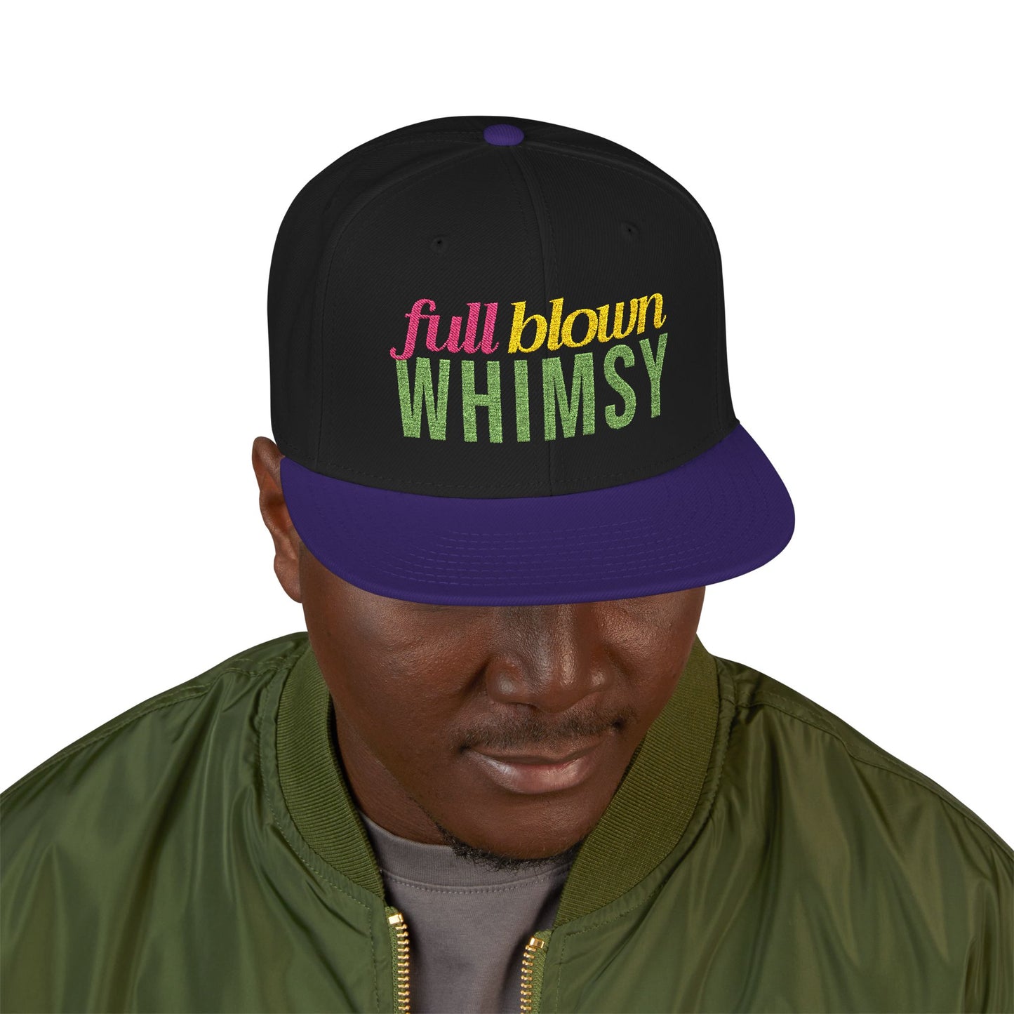 Embroidered Snapback Hat — 'Mind Blown, Sarcastic' Colorful Statement Cap