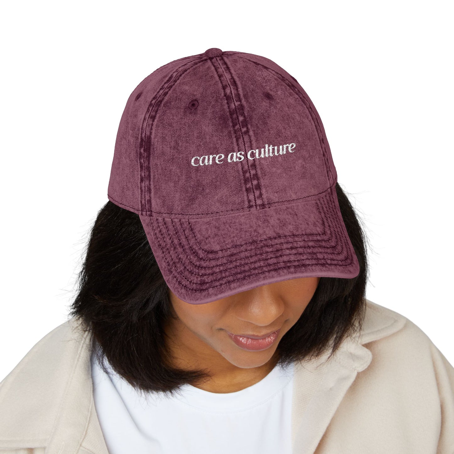 Care as Culture Embroidered Vintage Cap Maroon