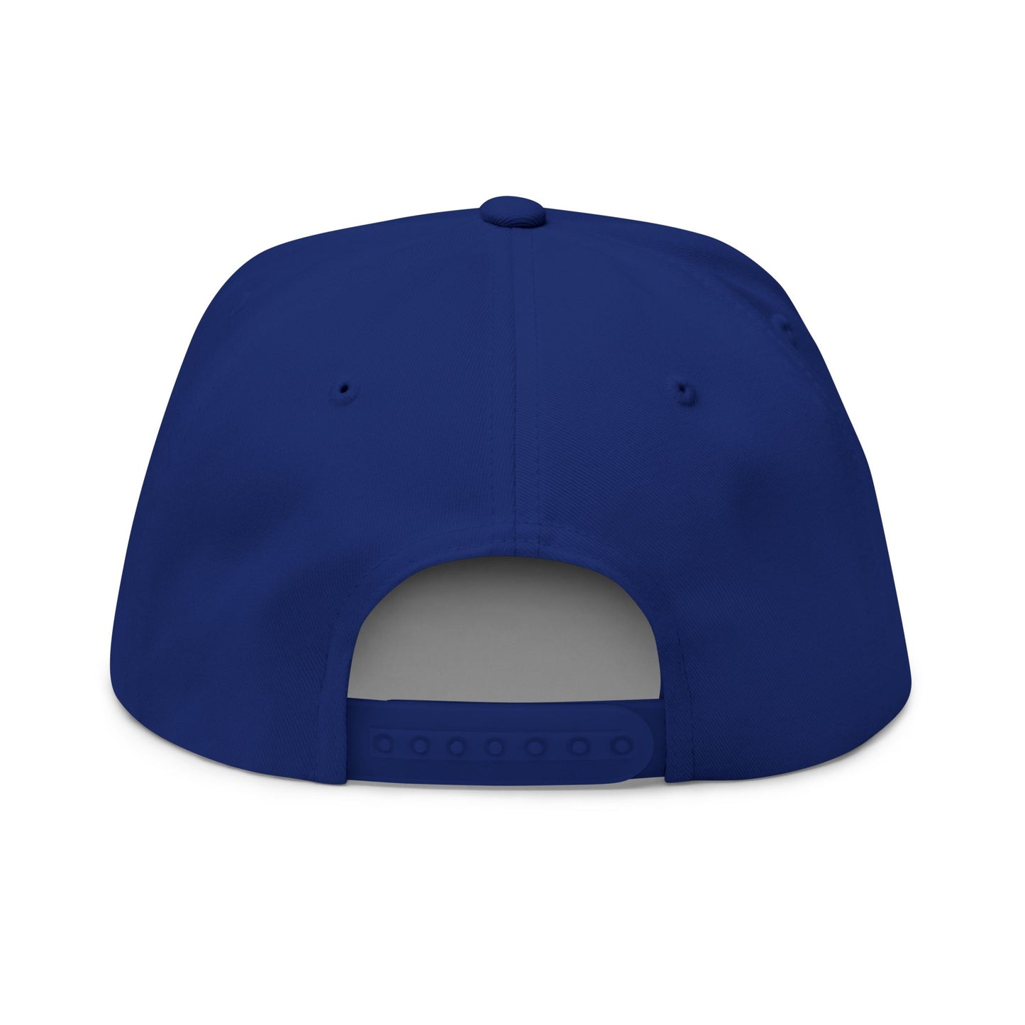 Cafe Lover Embroidered Flat Bill Cap Rhinestone Snapback in Royalty