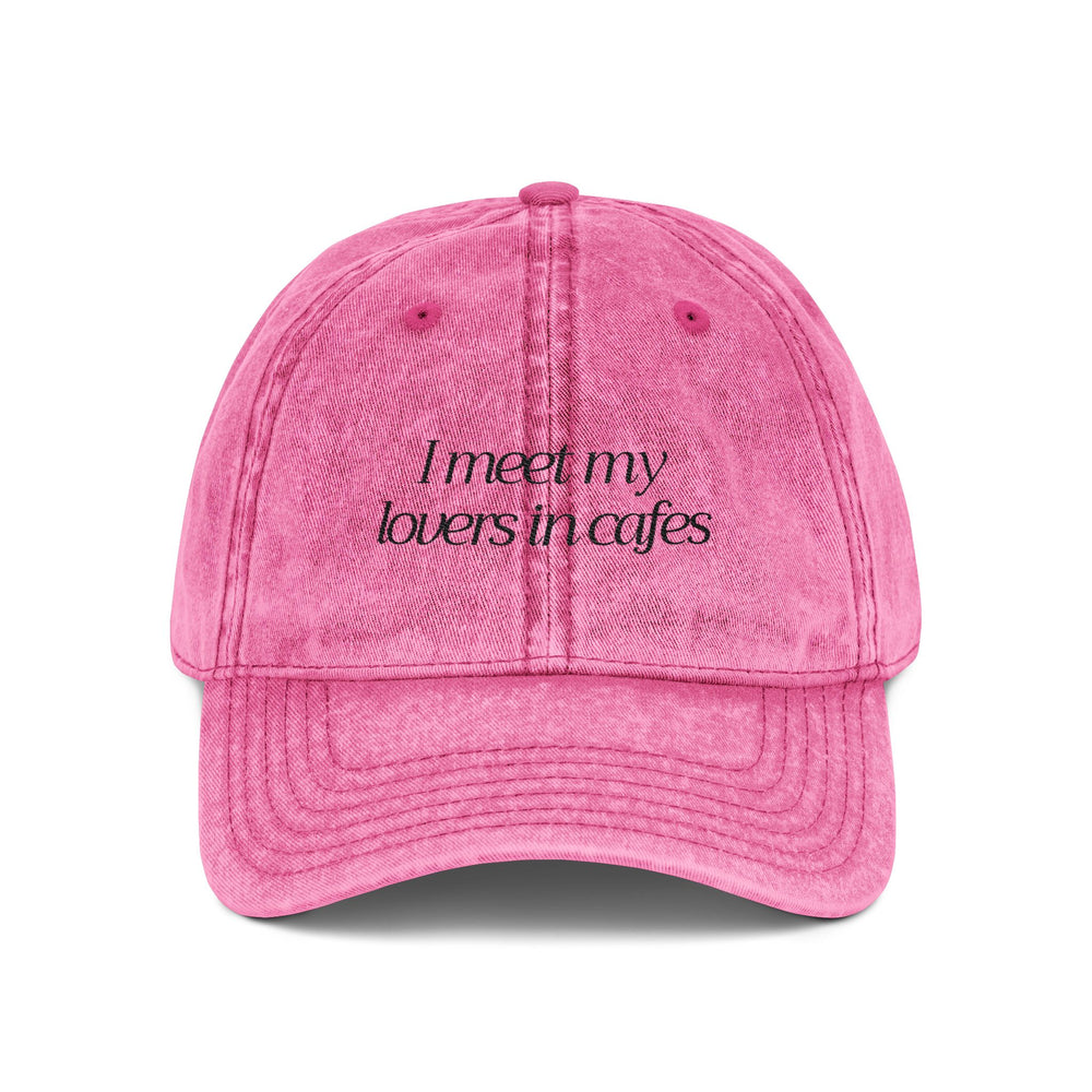 Cafe Lovers Embroidered Vintage Cap Pink/Black