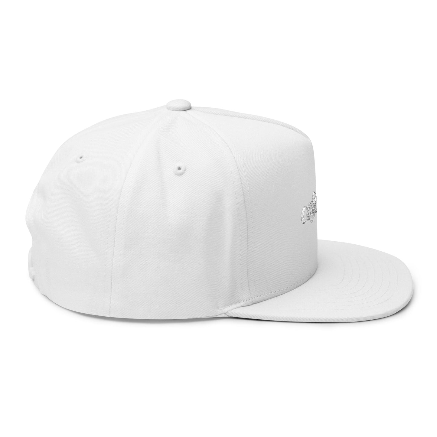 Cafe Lover Embroidered Flat Bill Cap Rhinestone Snapback in Silver Lining
